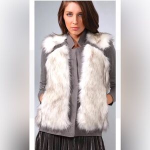 Rebecca Taylor Fab Faux-Fur Vest ivory gray S